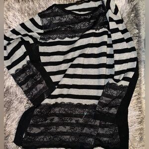 L Women’s Black and grey Lacs trimmed The Limited Sweater- GENTLY WORN